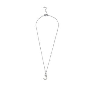 Collana con Ciondolo a Forma di Lettera J in Diamanti, Acciaio Inossidabile 6 6 Acero - Product Image 1