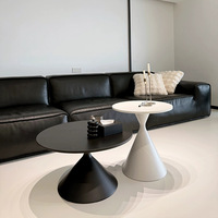 Ensemble de tables basses rondes modernes, table d'appoint à base conique en forme de sablier, table d'appoint de canapé pour petit espace