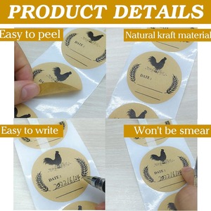 Kraft Paper Round Self-Adhesive <b>Labels</b> 2 Inch Writable Food <b>Packaging</b> Egg Box <b>Label</b> - Product Image 5