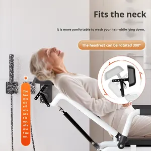 גלגלים בכיסא קומקומדית למכשיר אמבט קשישים עבור מבוגרים reclining כיסא כביסה שיער חולה commode נייד - Product Image 2