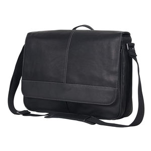 Sac de messager pour ordinateur portable en cuir noir compressible populaire pour hommes - Product Image 4