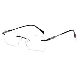 แว่นตาไร้กรอบสีเทา รุ่นแจ็ค กรอบโลหะ เลนส์อะคริลิก สำหรับทุกเพศ สไตล์ธุรกิจสุดหรู ขาแว่นยืดหยุ่น - Product Image 4