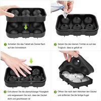 Bac à glaçons sphériques en silicone 6 cavités de 1,8 pouce, moule à sphères facile à démouler pour whisky et cocktails, sans BPA, compatible lave-vaisselle