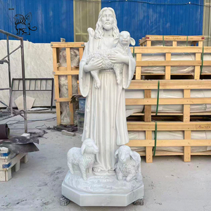 Sculpture religieuse catholique grandeur nature en marbre blanc, représentant Jésus, pour décoration extérieure d'église, sculpture en pierre. - Product Image 5