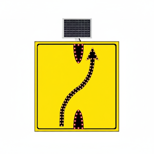 Panneau de signalisation routière réfléchissant à énergie solaire 110 x 120 cm, signalisation de changement de voie de gauche à droite, signalisation de prudence - Product Image 2