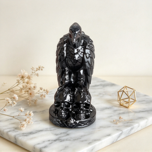 Scultura di Acido Volframico Nero Naturale all'Ingrosso con Base a Teschio, Statuetta di Cristallo Curativo per Decorazioni Domestiche e Artigianato Meditativo - Product Image 2