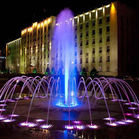 Fuente de agua laminar con chorro saltarín para jardín, estanque o piscina, con luces, de acero inoxidable, Optimum Show.
