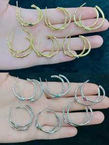 Pendientes de Verano con Diseño Oceánico de Acero Inoxidable, Chapados en Oro de 18K, con Espiral, Concha y Estrella de Mar, Pendientes de Botón con Flor de Circonita Cúbica y <span class=keywords><strong>Aros</strong></span> Huggie, Venta al por Mayor - Product Image 5