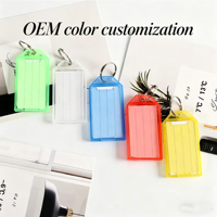 Étiquettes de clés en plastique de haute qualité OEM avec anneau séparateur et fenêtre d'étiquette, porte-clés, étiquettes d'identification pour bagages, étiquettes de nom pour animaux de compagnie