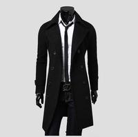 En stock hommes Trench Coat Slim longues vestes et manteaux pardessus Double boutonnage Trench Coat hommes hiver vêtements vestes