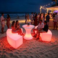 Ensemble de table et canapé incurvé LED lumineux, rechargeable, à intensité variable, étanche, mobilier lumineux, garantie 2 ans pour l'extérieur, la plage, les fêtes, les bars