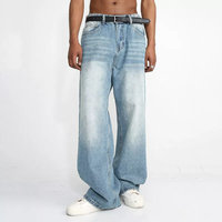 Vente en gros usine – Jeans droits et larges pour hommes, coupe ample, effet vieilli, lavage vintage, style Hip Hop – Fabricant, service OEM