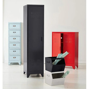 <span class=keywords><strong>Armario</strong></span> Metálico Estilo Americano, Mueble de Almacenamiento con 1 Puerta Metálica, Armarios Americanos para Pasillos, Oficinas y Dormitorios Infantiles - Product Image 1