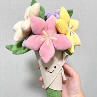 Peluche en forme de bouquet de roses avec rembourrage en coton PP pour filles - Cadeau de mariage, de Saint-Valentin et d'anniversaire