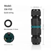 Connecteur étanche IP68 M28F, 3 broches, prise rapide femelle pour éclairage LED extérieur, câble industriel (avec câble de 1m/2m) CN