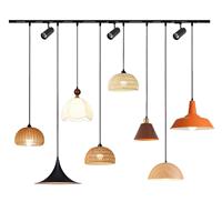 Lustre de restaurant commercial style Wabi-Sabi industriel en corde de chanvre LED COB E27 36V, éclairage sur rail pour gîte