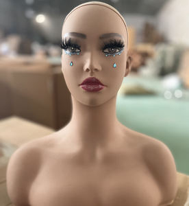Tête de mannequin <span class=keywords><strong>pour</strong></span> perruque avec visage carré, tête de poupée en PVC <span class=keywords><strong>pour</strong></span> femme avec eye-liner blanc, tête de mannequin glamour <span class=keywords><strong>pour</strong></span> l'affichage de perruques - Product Image 1