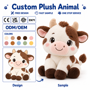 <span class=keywords><strong>Jouet</strong></span> en peluche <span class=keywords><strong>vache</strong></span> personnalisé EN71OEM ODM, veau en peluche doux avec logo personnalisé, fabricant de jouets en peluche sur mesure - Product Image 1