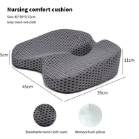 Coussin de siège en mousse à mémoire de forme en forme de U pour voiture, ergonomique, soulagement des douleurs du coccyx et de la sciatique, avec housse amovible et lavable WJ-287