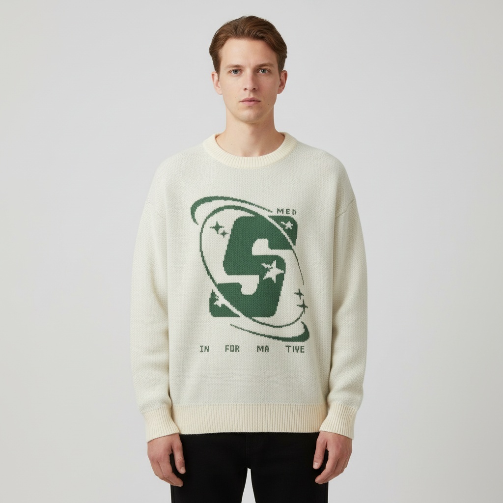 OYOANGLE Men's Letter & Cartoon Print Long Sleeve Sweatshirt - Casual Pullover, Various Sizes