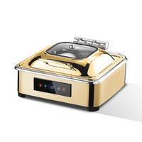 Airuisi Ensemble de chauffe-buffet électrique en acier inoxydable 9L Poêle à vaisselle pour hôtel Traiteur Or Dîner Plat de service