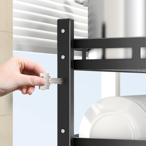 ชั้นวางจานโลหะสำหรับครัว วางเหนืออ่างล้างจาน สแตนเลส 2 ชั้น อุปกรณ์ครัว ชั้นวางจาน - Product Image 5