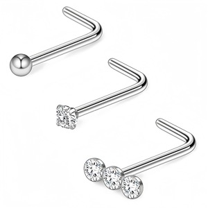 Clous de nez en acier inoxydable avec strass, forme boule, sertissage à griffes, pour piercing, bijoux, cadeau - Product Image 2