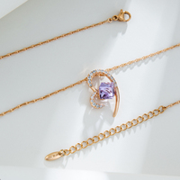 X000672455 XUPING Bijoux Significatif Violet Coeur Cristal Élégant 18K Plaqué Fine Dames Bijoux Colliers