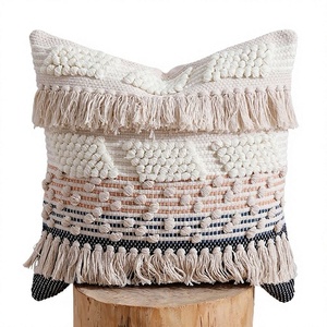 Bohemian Morocco Cotton Tufted <b>Throw</b> Pillow <b>Covers</b> Luxury Neutral Home Decor Accent Cushion <b>Covers</b> Set for Couch <b>Sofa</b> - Product Image 1