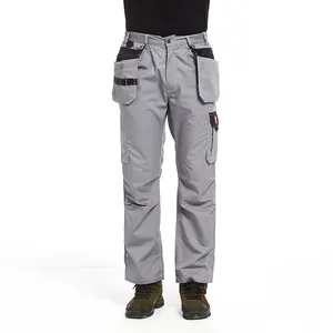 Wear-Resistant Utility Men's Loose Fit Reinforced Canvas Cordura Work Pants with Cargo Pocket Tool Bag