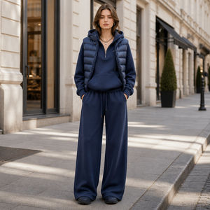 <b>Women</b> Tracksuit Puffer <b>Vest</b> Hoodie Wide Leg Pants Zip Up Casual Lounge Set Outdoor Wear - Product Image 2