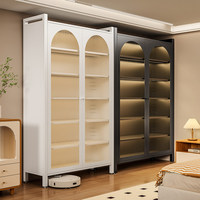 Armoire de rangement en acier avec porte vitrée, meuble métallique pour salon, organisateur de meubles de maison