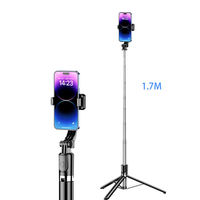 Trépied 3-en-1 de 1,7 m pour téléphone, en acier inoxydable, avec télécommande sans fil pour photographie mobile et perche à selfie
