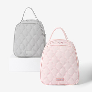 Bolsa Térmica para Almuerzo, Portátil, para Cosméticos, Diseño Acolchado Gris y Rosa, Impermeable, Comercio Electrónico Transfronterizo - Product Image 1