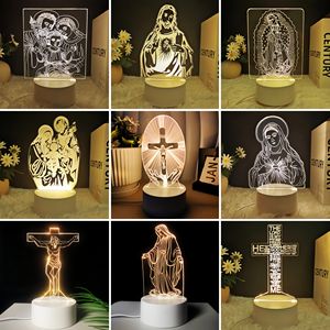 Toptan Hristiyan İsa Meryem Ana Heykeli Ürünleri Bebek Dekorasyonu İslami Hediyeler Oyuncaklar Ramazan LED Gece Lambaları Kare 3D - Product Image 2