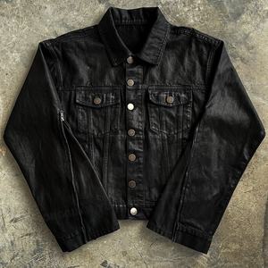 Custom Cotton Button <strong>Black</strong> Waxed Canvas Boxy Fit Cropped Vintage Streetwear Riding Motor Motorcycle Coats Jeans Denim <strong>Jacket</strong> Men - Product Image 1