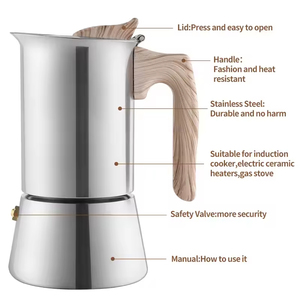 Mini cafetière Moka en acier inoxydable, outil à café, valve simple, cafetière Moka expresso, cafetière <span class=keywords><strong>italienne</strong></span> avec poignée - Product Image 4