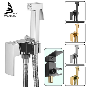 <strong>Modern</strong> Wall-Mounted Solid Brass <strong>Bidet</strong> Faucet Set Low Price Bathroom <strong>Spray</strong> for Toilet Cleaning - Product Image 3