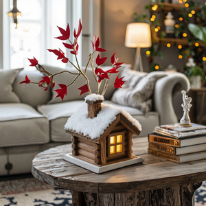 Villaggio di vacanza in miniatura con effetto neve perfetta decorazione da tavolo fatto a mano in resina natalizia unica regalo festivo - Product Image 2