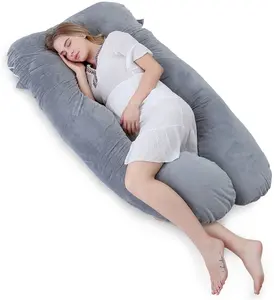 Cuscino per il corpo personalizzato del corpo grigio all'ingrosso a buon mercato protezione per cuscino per gravidanza fodera per cuscino in poliestere in velluto tinta unita