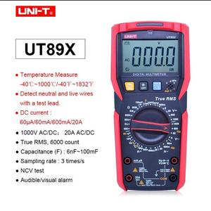 มัลติมิเตอร์ดิจิตอล UNI-T UT89X True RMS พร้อมฟังก์ชั่นตรวจจับแรงดันไฟฟ้าแบบไม่สัมผัส NCV เครื่องวัดอุณหภูมิ และตรวจสอบสายไฟฟ้ากระแสตรง - Product Image 2