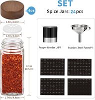 Organisateur d'épices 4oz Récipients vides pour assaisonnements d'herbes Couvercle en bambou Récipient en verre Pot à épices carré en verre avec couvercle en bois d'acacia