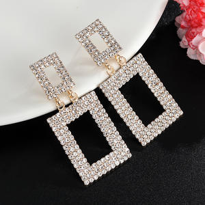Pendientes de Moda Europeos y Americanos con Pedrería, Diseño Cuadrado Hueco, Geométricos y Refinados, Modelo <span class=keywords><strong>E608</strong></span> - Product Image 5