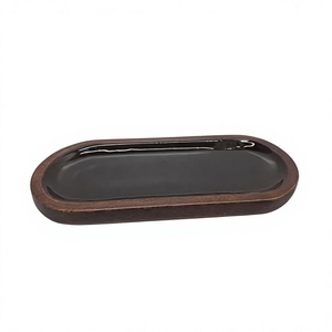 Plateau ovale moderne en bois d'acacia écologique personnalisé, mini plateau à charcuterie, plateau à fromage, plateau de service pour collations, plateau décoratif pour gâteaux - Product Image 1