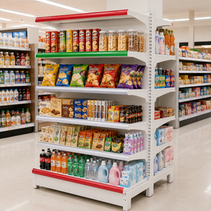 <span class=keywords><strong>Scaffale</strong></span> Gondola per Supermercato a Doppia Facciata, Espositore Leggero in Metallo per Negozi di Alimentari e Retail - Product Image 1