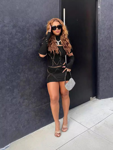 จั๊มสูทเซ็กซี่สำหรับผู้หญิง คอสูงครึ่งตัว แขนยาวเว้าหลัง กระชับสะโพก ชุดเดรสสั้น เสื้อผ้าผู้หญิง - Product Image 5