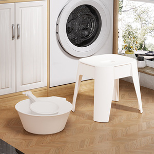 Taburete de baño de plástico Zhenying ZY, color blanco puro, grueso, apilable, para baño y uso infantil. - Product Image 2