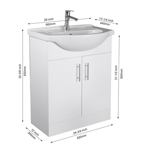 Moderne Petit Mdf Pvc Douche sur pied Meubles de salle de bain Armoire Ensemble Blanc Salle de bain Vanités Unité avec évier Lavabo - Product Image 6