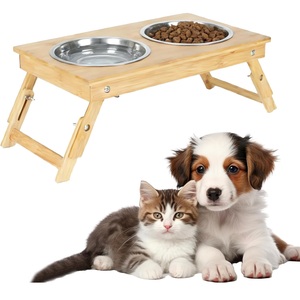 Tempat Makan Anjing Portabel dari Bambu yang Dapat Disesuaikan, Tahan Lama, dan Dapat Ditinggikan untuk Dalam dan Luar Ruangan - Product Image 1