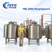 Mélangeur de liquides TEVE SUS304 100L-2000L avec couvercle en dôme, pour usage commercial et industriel, pour l'alimentation et les boissons, réservoirs de mélange en acier inoxydable